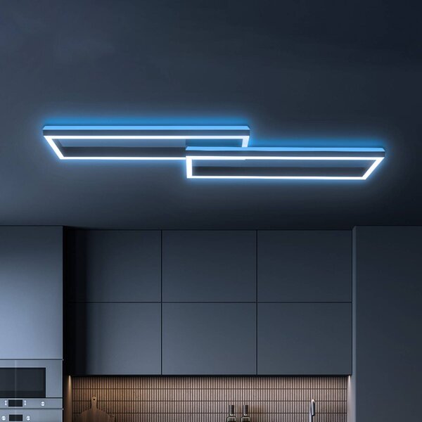 Briloner LED mennyezeti lámpa Frame 2 izzós RGBW háttérvilágítás 119,5 cm, dimmelhető, Fekete, Nappali / Étkező, fém, Modern