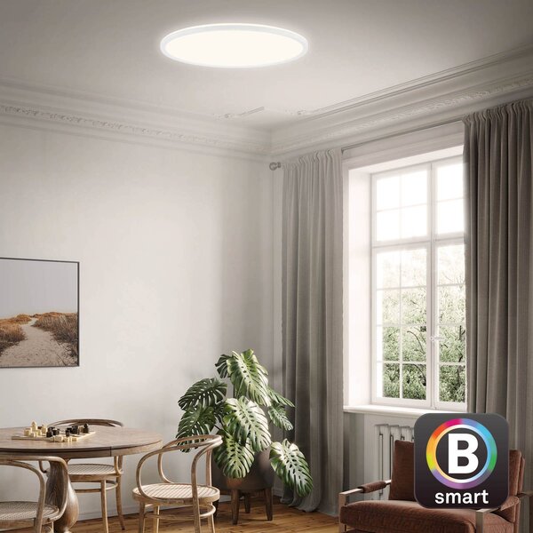 Briloner LED mennyezeti lámpa Slim S, dimmelhető CCT fehér Ø 45 cm,, Fehér / opál, Konyha, Műanyag, Modern