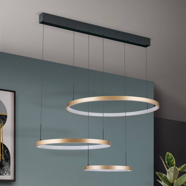 ORION LED lógó világítás Nuvano, 3 izzós, fekete/arany, dimmelhető, Fekete, Nappali / Étkező, fém, Modern