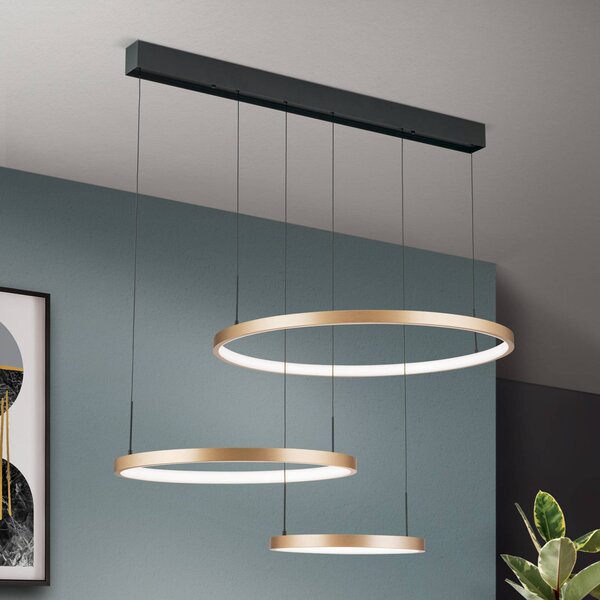 ORION LED lógó világítás Nuvano, 3 izzós, fekete/arany, dimmelhető, Fekete, Nappali / Étkező, fém, Modern