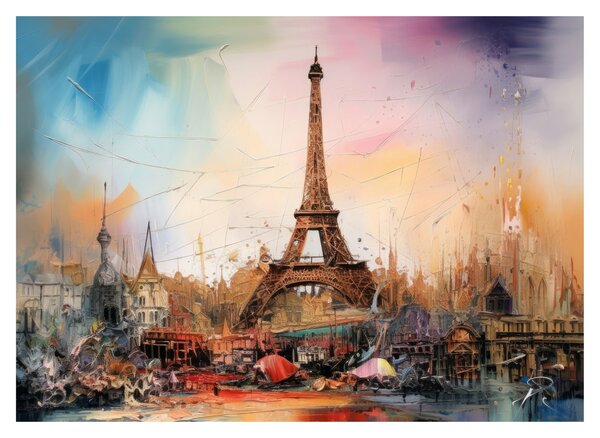 Üveg kép - Az Eiffel-torony festménye (70x50 cm)