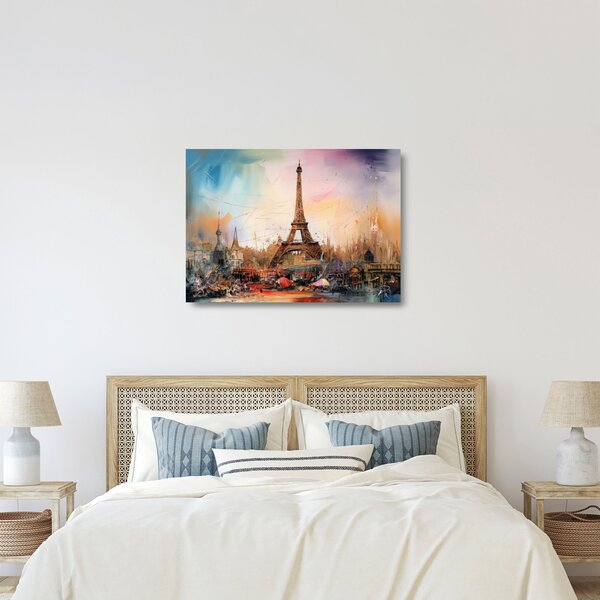 Üveg kép - Az Eiffel-torony festménye (70x50 cm)