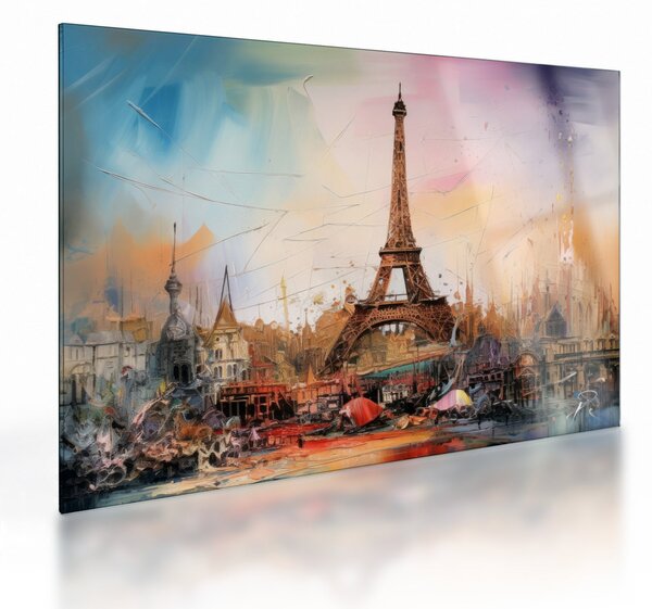 Üveg kép - Az Eiffel-torony festménye (70x50 cm)