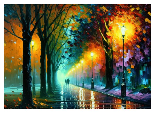 Üveg kép - Éjszakai séta (70x50 cm)