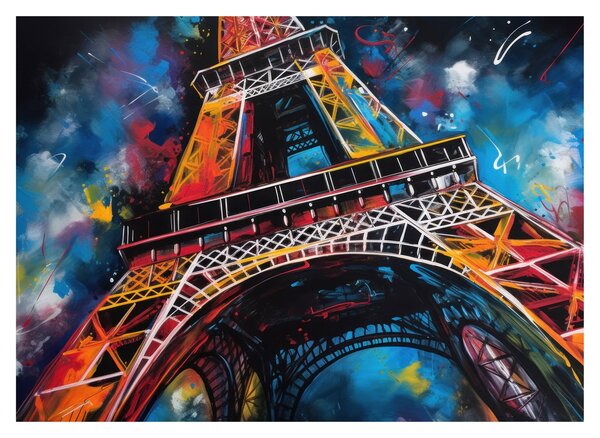 Üveg kép - Az Eiffel-torony festménye II. (70x50 cm)