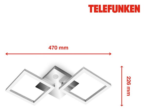 Telefunken LED mennyezeti világítás Frame króm/alu 47x23 cm, Króm / ezüst, Nappali / Étkező, fém, Modern