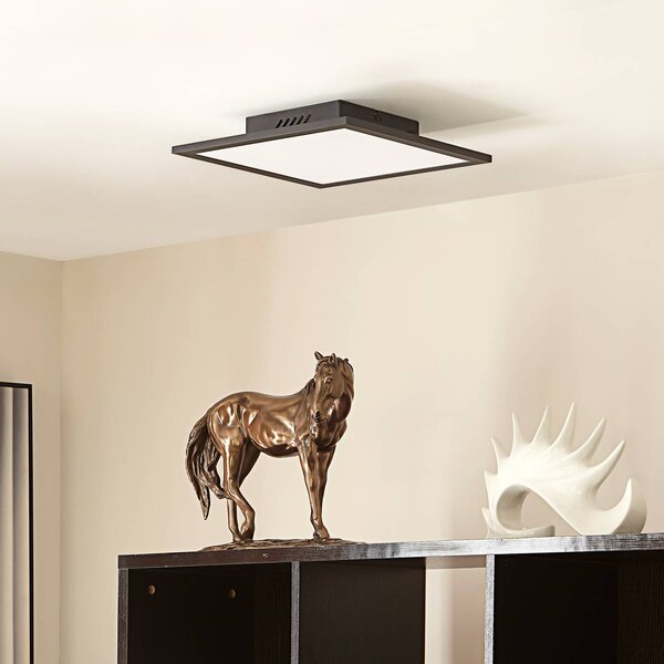 Lindby LED panel Lamin, fekete, 30 cm, CCT, fényerőszabályzó, távirányítóval, dimmelhető, Fekete, Nappali / Étkező, Modern