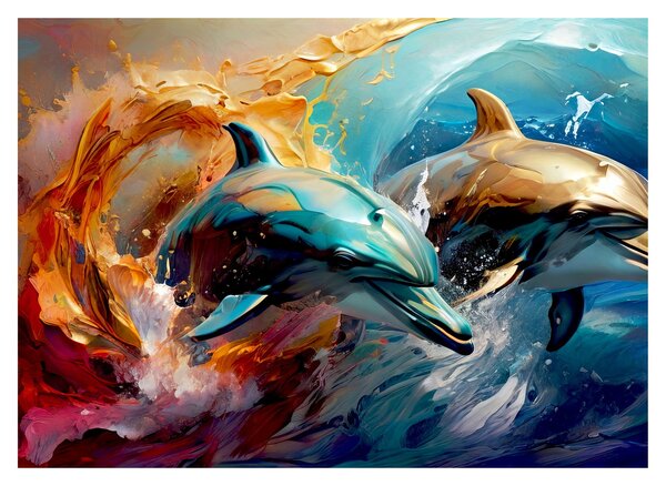 Üveg kép - Delfin festmény (70x50 cm)