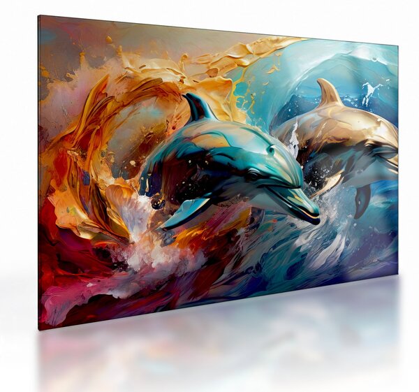 Üveg kép - Delfin festmény (70x50 cm)