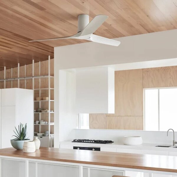 Beacon Lighting Londo fehér mennyezeti ventilátor, DC-motor, átmérő 132 cm, csendes, Fehér / opál, Nappali / Étkező, Műanyag, Modern