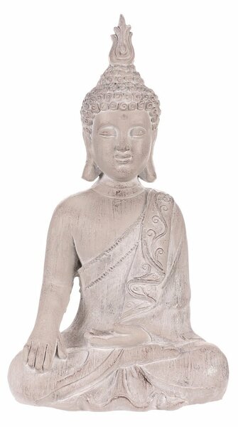 Dekoráció Buddha szobor ülve, szürke, polirezin ,30 x 22 x 54 cm