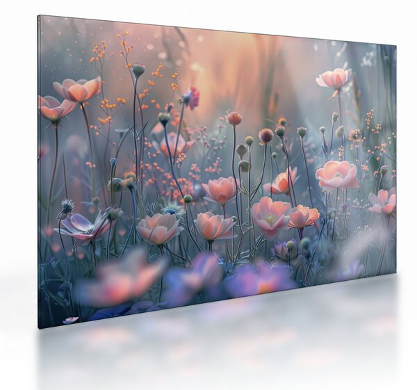 Üveg kép - Virágok pasztell színekben (70x50 cm)