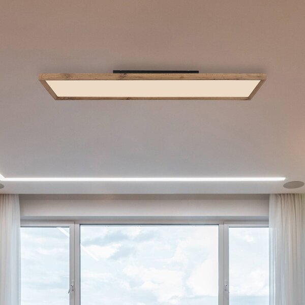 Globo LED mennyezeti lámpa Hamupipőke fa CCT 120 x 30 cm, Sötét fa, Nappali / Étkező, Fa