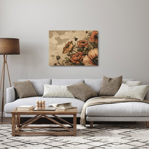 Üveg kép - Méhecske rét II. (70x50 cm)