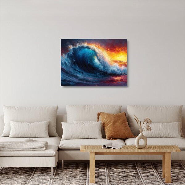 Üveg kép - Hullám a naplementében (70x50 cm)