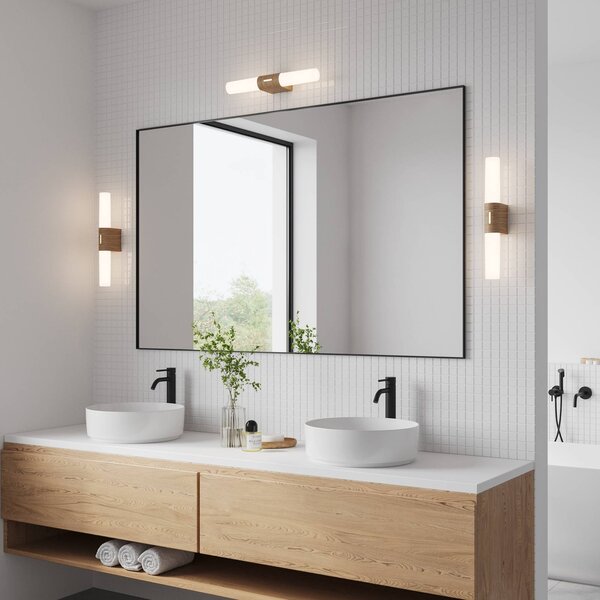 Nordlux LED fürdőszobai fali világítás Helva Double Basic, Világos fa, Fürdőszoba, Műanyag