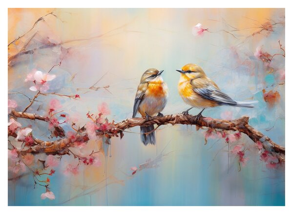 Üveg kép - Lovebirds (70x50 cm)