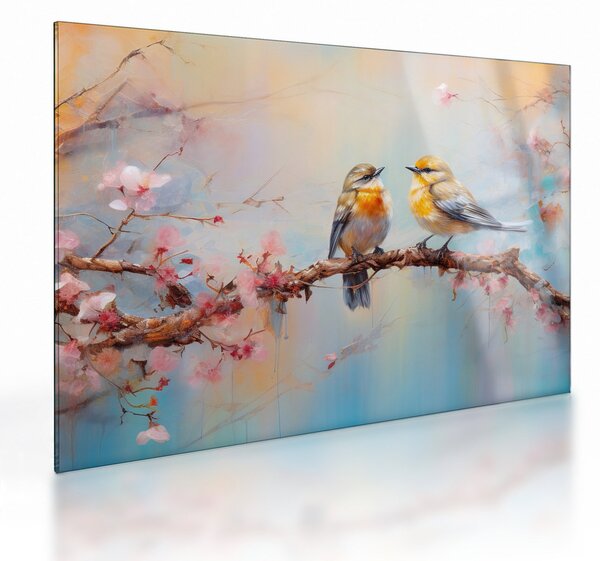 Üveg kép - Lovebirds (70x50 cm)