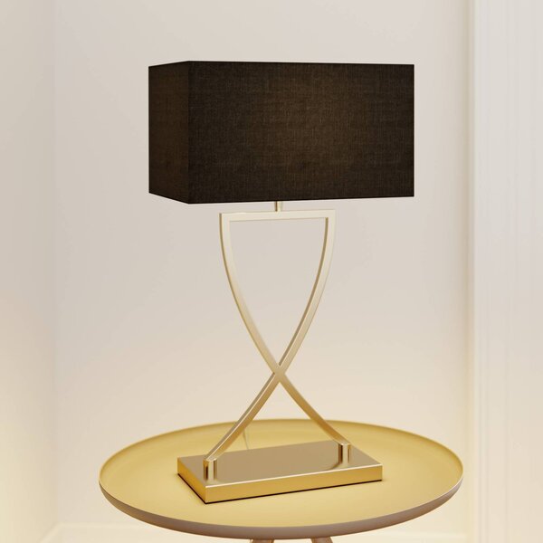 Lucande Evaine asztali lámpa, sárgaréz/fekete, 66 cm, E27, Fekete, Nappali / Étkező, fém, Modern