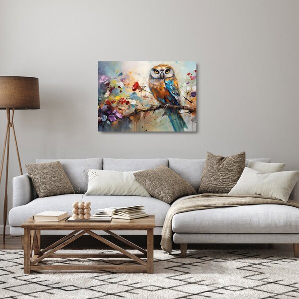 Üveg kép - Festett bagoly (70x50 cm)