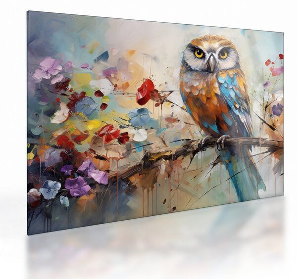 Üveg kép - Festett bagoly (70x50 cm)