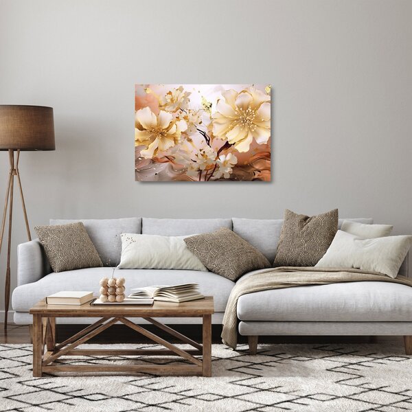 Üveg kép - Arany virágok (70x50 cm)