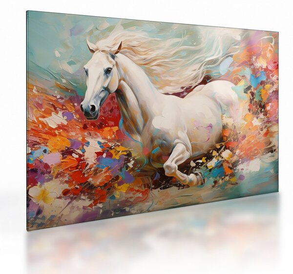 Üveg kép - Egy ló festése (70x50 cm)