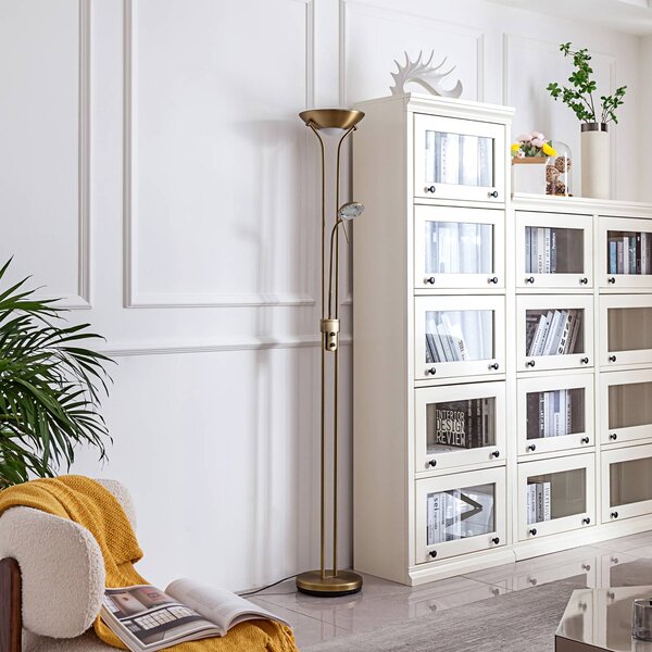 Lindby LED állólámpa Josefin, bronz, olvasólámpa, dimmelhető, dimmelhető, Bronz / antik sárgaréz, Nappali / Étkező, fém, Modern