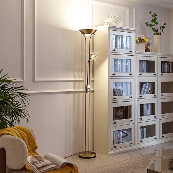 Lindby LED állólámpa Josefin, bronz, olvasólámpa, dimmelhető, dimmelhető, Bronz / antik sárgaréz, Nappali / Étkező, fém, Modern