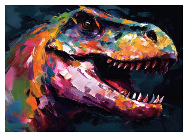 Üveg kép - Dinoszaurusz, festészet (70x50 cm)