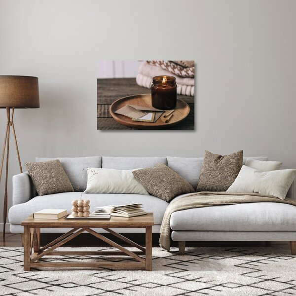 Üveg kép - Égő gyertya (70x50 cm)
