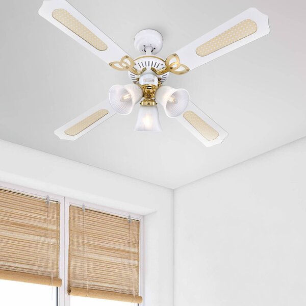 Westinghouse Princess Trio ventilátor, fehér, csendes, átmérő 105 cm, Fehér / opál, Nappali / Étkező, Fa