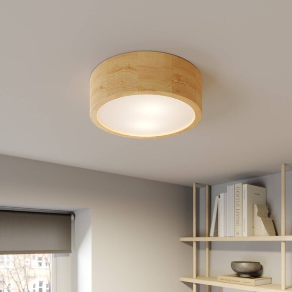 TEMAR LIGHTING Cleo mennyezeti lámpa, Ø 27.5cm, 2-lámpás, fenyőfa, E27, dimmelhető, Világos fa, Nappali / Étkező, Modern