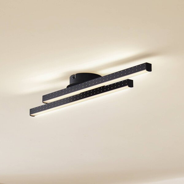 Lindby Aurendor LED mennyezeti lámpa 60 cm, Fekete, Nappali / Étkező, Alumínium, Modern