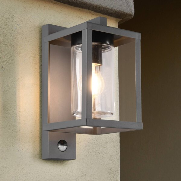 Trio Lighting Lunga kültéri fali lámpa mozgásérzékelővel, Fekete, Alumínium, Modern