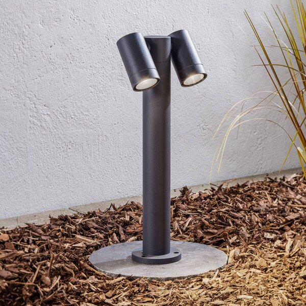PRIOS Prios Tulimar állólámpa, 45 cm, antracit, 2-lámpás, alumínium, dimmelhető, Fekete, Alumínium, Modern