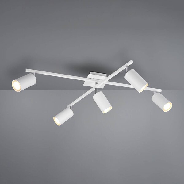 Trio Lighting Marley mennyezeti spotlámpa matt fehér 5 lámpás, dimmelhető, Fehér / opál, Nappali / Étkező, fém, Modern