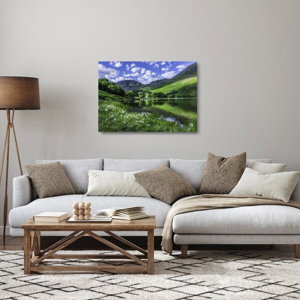 Üveg kép - Tájkép egy tóval (70x50 cm)