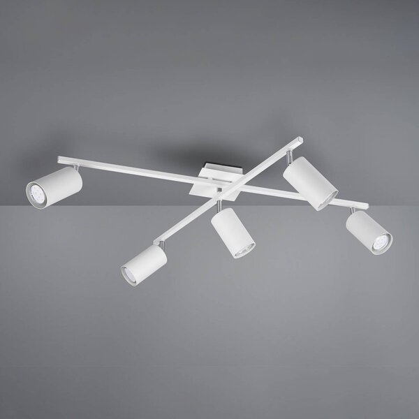 Trio Lighting Marley mennyezeti spotlámpa matt fehér 5 lámpás, dimmelhető, Fehér / opál, Nappali / Étkező, fém, Modern