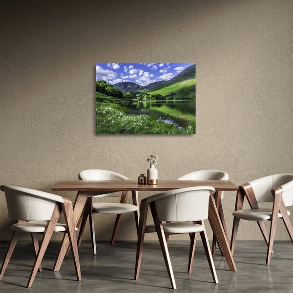 Üveg kép - Tájkép egy tóval (70x50 cm)
