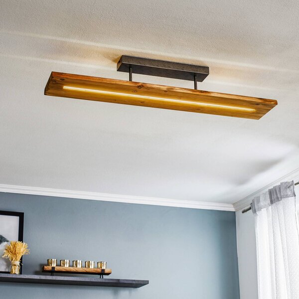 Trio Lighting Brad LED mennyezeti lámpa fából készült, dimmelhető, Világos fa, Nappali / Étkező, Fa, Modern