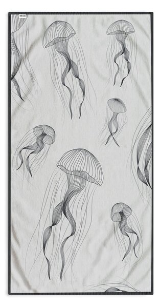 Fekete-fehér strandtörölköző 90x180 cm Jellyfish – DecoKing