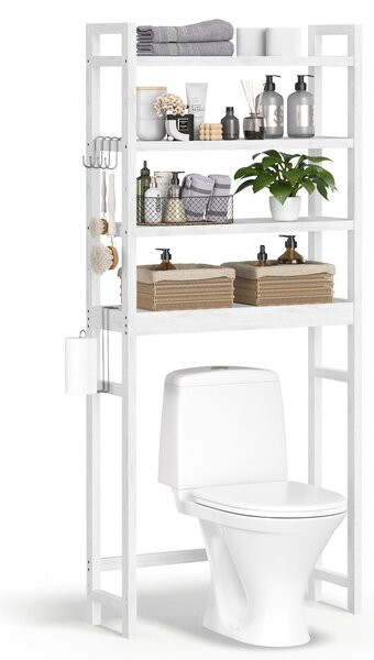 Wc feletti tároló, 4 szintes, helytakarékos, egyszerű összeszerelés, fehér