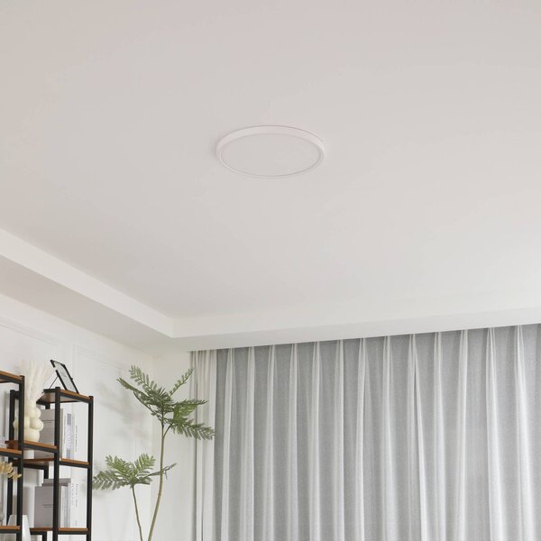 Lindby LED mennyezeti világítás Pravin, Ø 30 cm, CCT, fehér, Fehér / opál, Nappali / Étkező, Műanyag, Modern