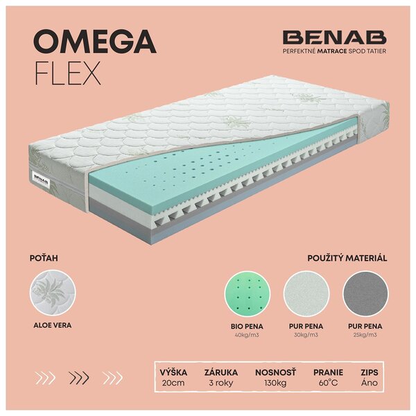 Habszivacs matrac Omega Flex 200x90 cm (T2/T3) * ingyen párna
