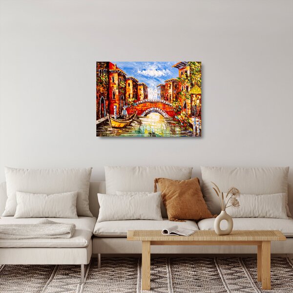 Üveg kép - Olajfestmény a városról III. (70x50 cm)
