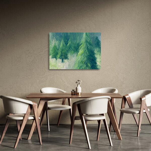 Üveg kép - Festett tűlevelűek (70x50 cm)