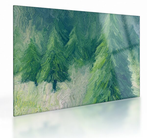 Üveg kép - Festett tűlevelűek (70x50 cm)