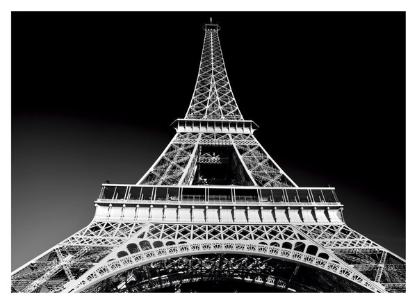 Üveg kép - Eiffel-torony, fekete-fehér (70x50 cm)