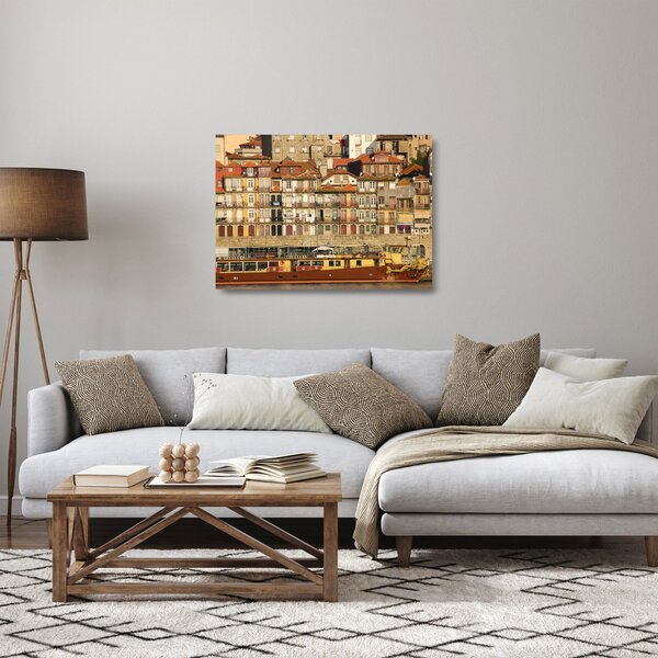 Üveg kép - Vízparti negyed, Portugália (70x50 cm)